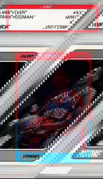 1988 FLEER DENNIS RODMAN #43 ROOKIE RC DETROIT PISTONS HOF PSA 9 MINT