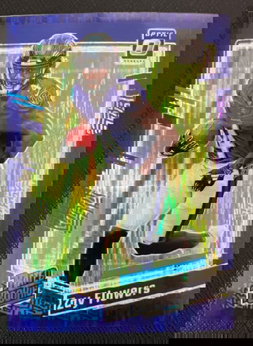 2023 Panini Donruss Optic Zay Flowers 210 Rated Rookie Purple Shock Prizm