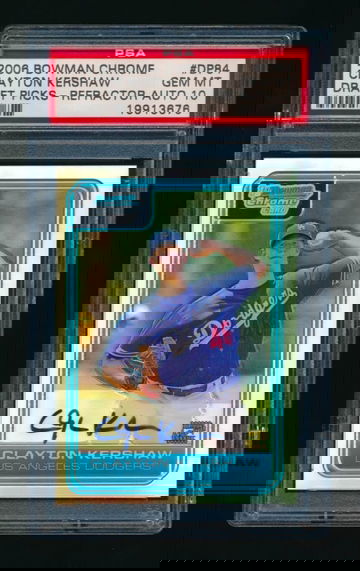 2006 Bowman Chrome Draft Clayton Kershaw RC Auto Refractor /500, PSA 10 GEM MINT