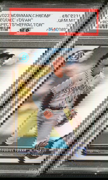 2022 Bowman Chrome Prospects  Ezequiel Tovar #BCP231 REFRACTOR PSA 10