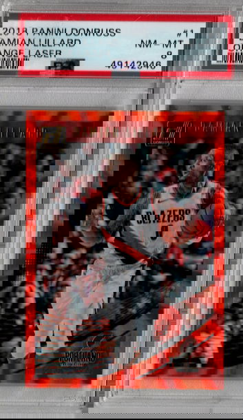 2018 Donruss Damian Lillard Orange Laser PSA 8