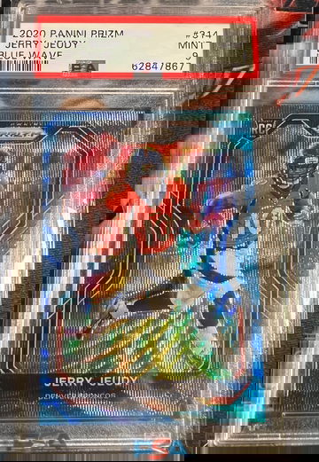 Jerry Jeudy Rookie #'D  /199 PSA 9 Blue Wave #314 Panini Prizm 2020