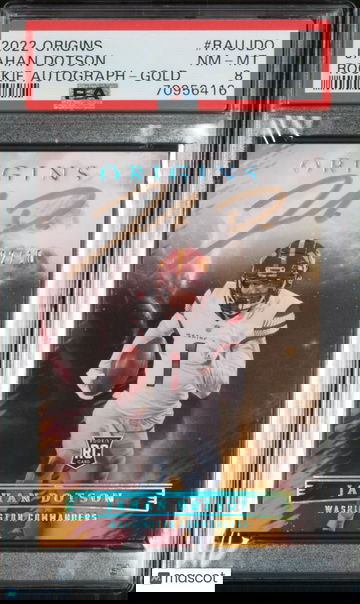 2022 Origins Rookie Autographs Jahan Dotson Gold #2/10 - PSA 8