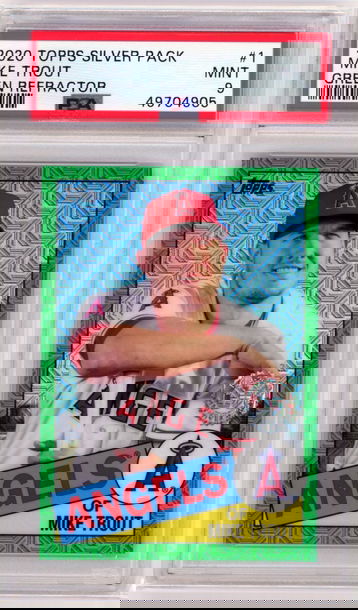2020 Topps Silver Pack #1 Mike Trout Green Refractor PSA 9 MINT!