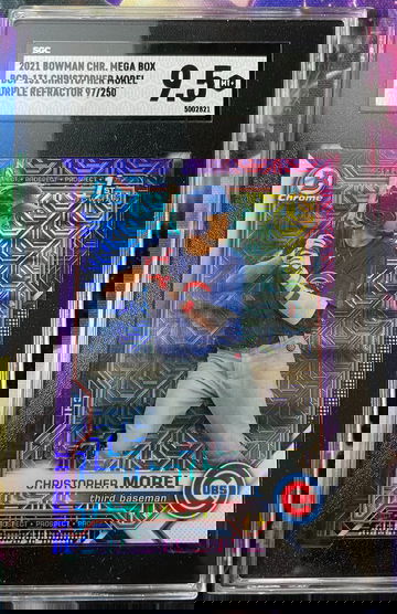 2021 Bowman Chrome Mega Box Mojo BCP-131 Christopher Morel Purple Refractor SGC 9.5