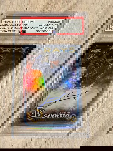 Junior Caminero Topps Chrome Rookie Autograph Refractor 329/499