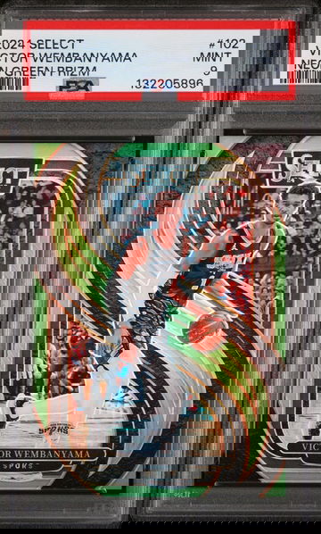 2024 Panini Select Neon Green Prizm Victor Wembanyama #102 /75 PSA 9