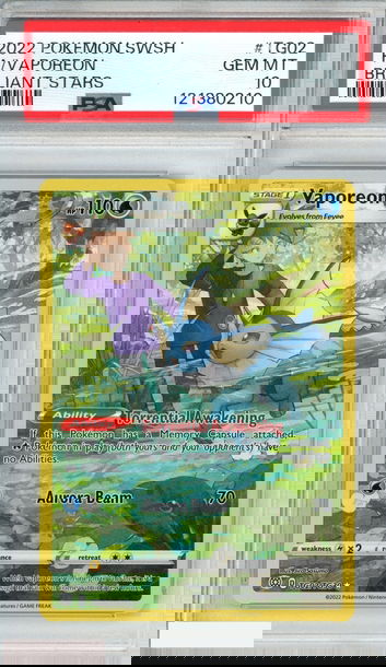 2022 POKEMON SWORD AND SHIELD BRILLIANT STARS FA VAPOREON #TG02 PSA 10 GEM MT