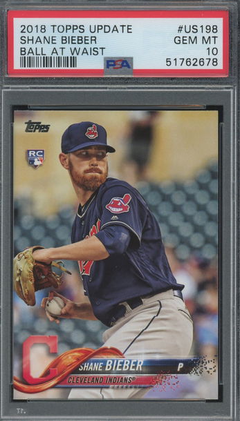 2018 Topps Update Shane Bieber Rookie Ball at Waist PSA 10 GEM MINT #US198 RC