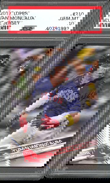 YOAN MONCADA PSA 10 RC 2017 TOPPS #210 BLUE JERSEY