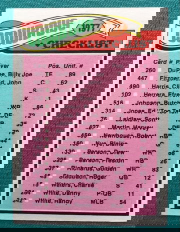 1977 TOPPS FOOTBALL #207 COWBOYS TEAM