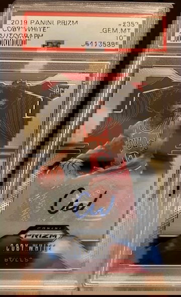 🔥COBY WHITE 2019 19-20 PANINI PRIZM #253 Base ROOKIE AUTO SSP RC Bulls PSA 10🔥
