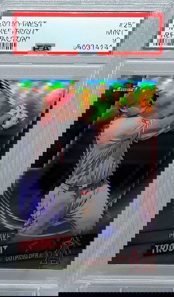 2019 FINEST #25 MIKE TROUT REFRACTOR PSA 9