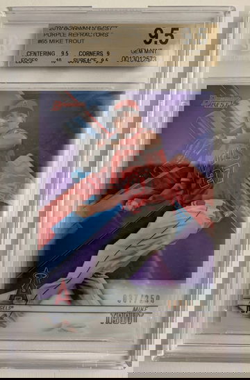 Mike Trout 2018 Bowman’s Best Purple Refractor 37/250 BGS 9.5 POP 1