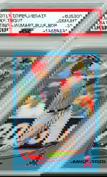 2013 Topps Update #US300 Mike Trout Batting-Walmart Blue Border Psa 10 GEM MINT!