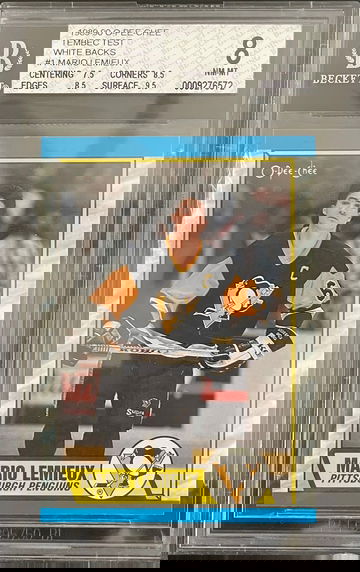 Mario Lemieux 1989-90 O-Pee-Chee Tembec Test Set White Back #1 BGS 8 Extremely Rare card