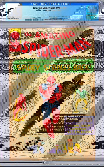 AMAZING SPIDER-MAN #19 CGC 3.5 STAN LEE STEVE DITKO ART HUMAN TORCH SANDMAN 1964