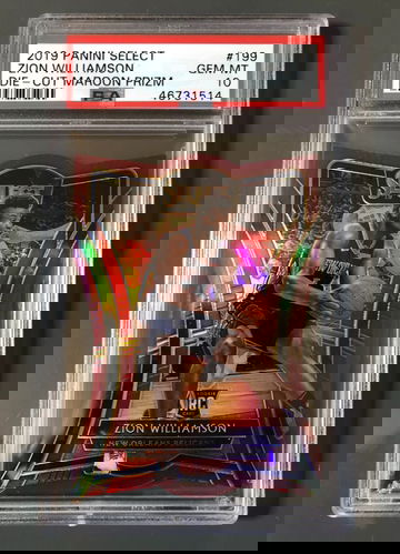 2019-20 Panini Select Zion Williamson /175 Die-Cut Red PSA 10