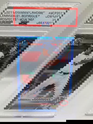 2021 Bowman Chrome Emmanuel Rodriguez Blue BCP207 PSA 10