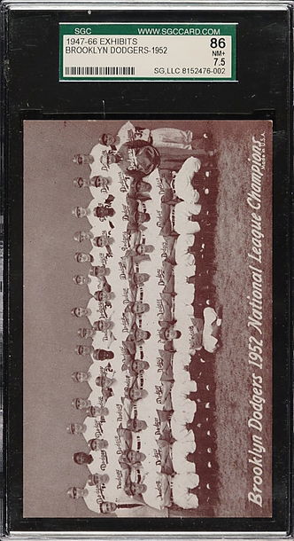 1947-66 Exhibits 1952 Brookly Dodgers National League Champions SGC 86 NM+ 7.5
