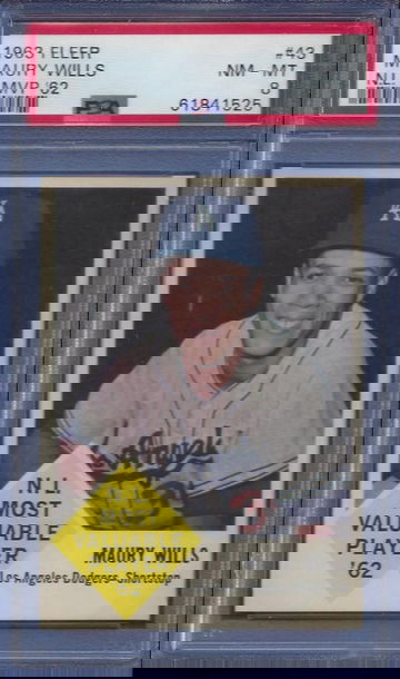 1963 Fleer Rookie Card RC NL MVP National League Most Valuable Player 43 Maury Wills LA Dodgers PSA 8 NM-MT Near Mint