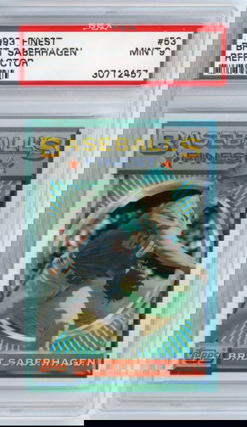 1993 TOPPS FINEST REFRACTOR #53 BRET SABERHAGEN GRADED PSA 9 MINT