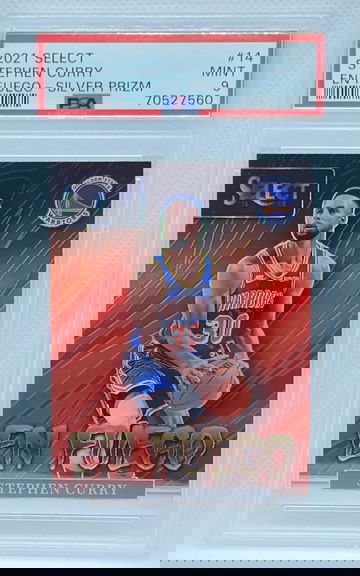 STEPHEN CURRY 2021 Panini Select En Fuego SILVER PRIZM #14 PSA 9 MINT Warriors