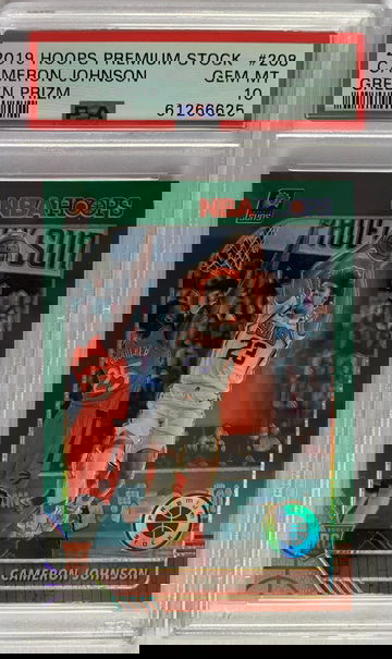 2019 Hoops Premium Stock Cameron Johnson Green Prizm PSA 10 