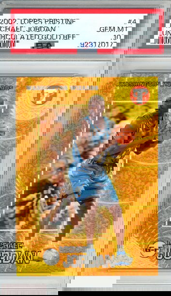 2002 TOPPS PRISTINE MICHAEL JORDAN #4 UNCIRCULATED GOLD REF 7 OF 50 PSA 10