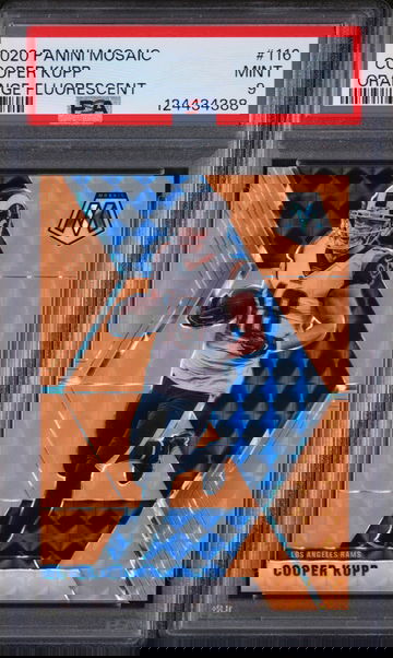 2020 Panini Mosaic Orange Fluorescent Mosaic Cooper Kupp #116 /25 PSA 9