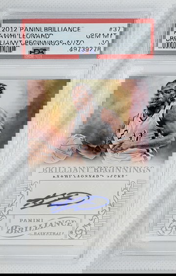 KAWHI LEONARD 2012 Panini Brilliance Brilliant Beginnings Rookie RC Auto #37 - PSA 10 GEM MINT