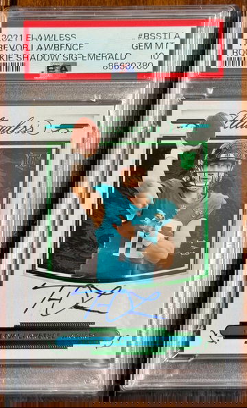 2021 Panini Flawless Trevor Lawrence Rookie Shadow Signatures Emerald PSA 10
