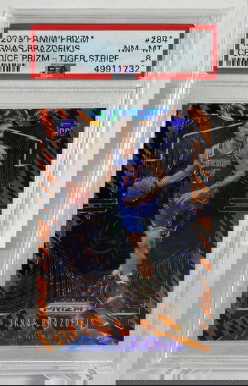 2019-20 Prizm Ignas Brazdeikis Tiger Stripe Rookie PSA 8