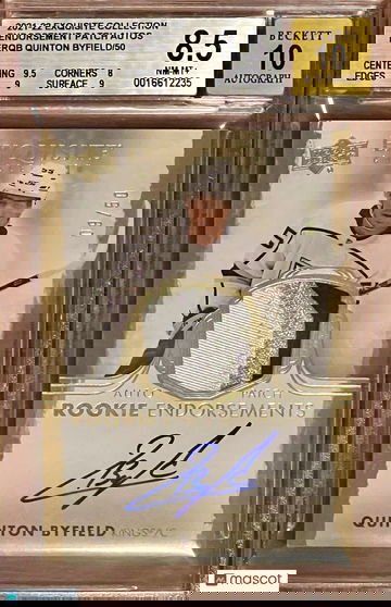/50 BGS 8.5 10 RPA Quinton Byfield 2021 Upper Deck The Cup RC Rookie Patch Auto
