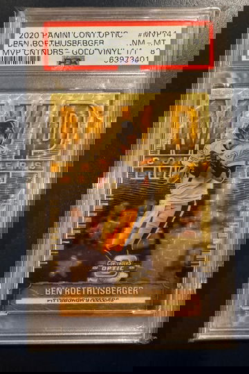 2020 Contenders Optic MVP Contenders Gold  Vinyl 1/1 Ben Roethlisberger PSA 8