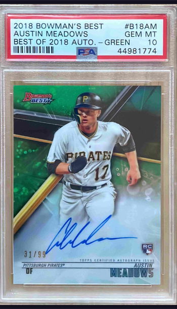 2018 Bowman’s Best PSA 10  Austin Meadows Green Auto /99