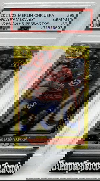 2021 Topps Merlin Yellow Wave /225 Jonathan David RC #99 FC Lille Rookie PSA 10