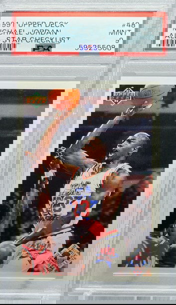 1991 UPPER DECK #48 MICHAEL JORDAN ALL-STAR CHECKLIST PSA 9