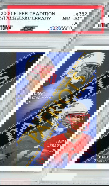 2000 FLEER DAVE STACHELSKI TOM BRADY #352 NEW ENGLAND PATRIOTS ROOKIE RC PSA 8