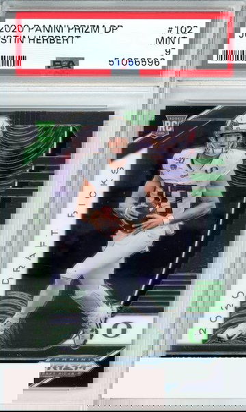 2020 PANINI PRIZM DP JUSTIN HERBERT #102 LA CHARGERS ROOKIE RC PSA 9 MINT