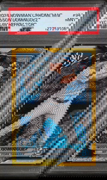 2024 Bowman Chrome Mega Box Yellow Refractor Jasson Dominguez #94 /75 PSA 9