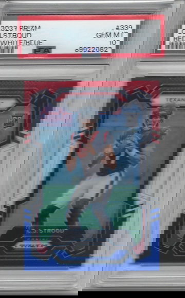 CJ STROUD 2023 PANINI PRIZM RED WHITE BLUE PRIZM RC #339 ROOKIE PSA 10 GEM MINT