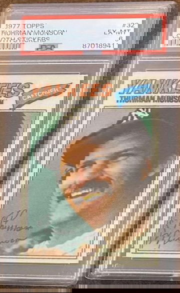 PSA6 Thurman Munson 1977 Cloth Sticker 