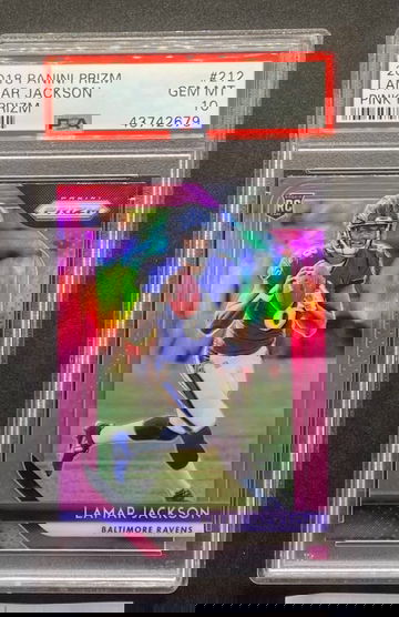 2018 Panini Prizm Lamar Jackson Pink Prizm #212 PSA 10 GEM MT