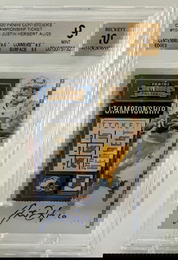 2020 Justin Herbert Championship Ticket Variation Rookie On-Card Auto #'d 24/25