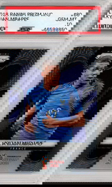 2018 Panini Prizm World Cup 80 Kylian Mbappe PSA 10 Rookie RC