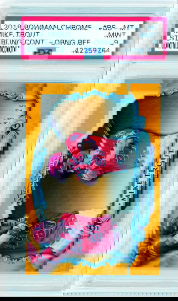 2018 Bowman Chrome #BS-MT Mike Trout Sterling Continuity-Orange Refractor PSA 9 MINT!