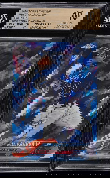 2018 Topps Chrome Sapphire Ronald Acuna Jr. Bat Down BGS 10 Pristine #698 (SHIPS FROM PWCC)