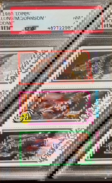 1980 Topps Magic Johnson Rookie, John Long, & Ron Boone PSA 7