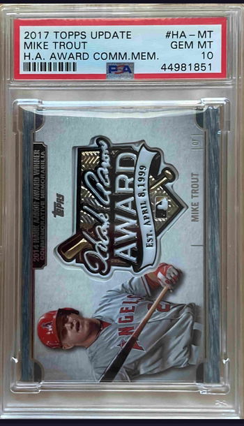 2017 Topps Update Mike Trout Hank Aaron Award Commemorative Patch PSA 10 Low Pop